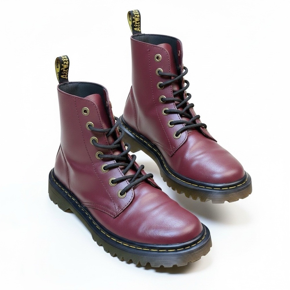 Dr Martens Luana Boots Womens 9 Burgundy Leather Lace Up Combat AirWair Platform